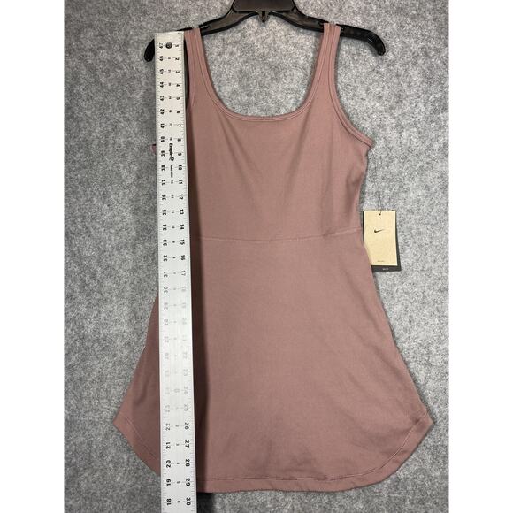 Nike One Dri-FIT Dress Womens Medium Mauve Pink Slim Fit Ribbed Built-In Shorts - Picture 6 of 16